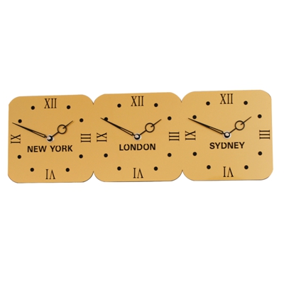 Gold & Black Acrylic Time Zone Wall Clock 